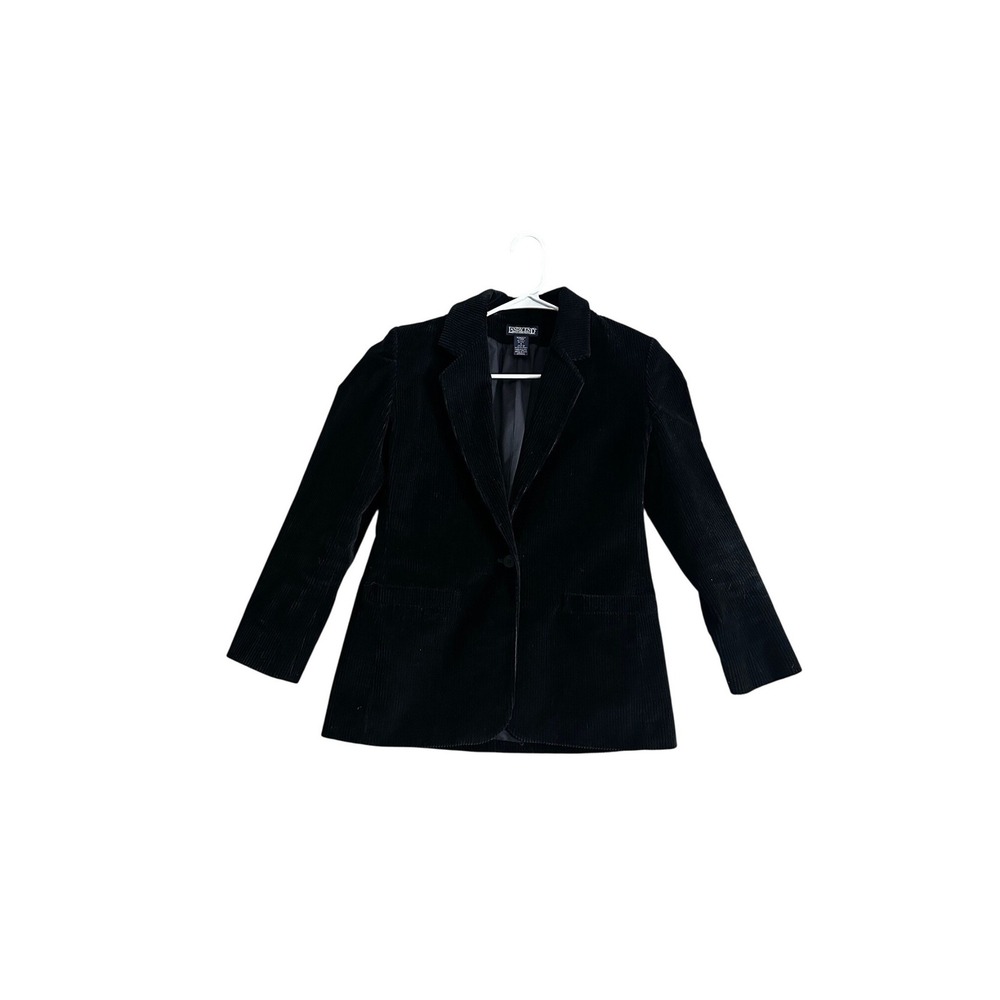 Lands End Womens Petite Black Corduroy Blazer Jacket Size 4